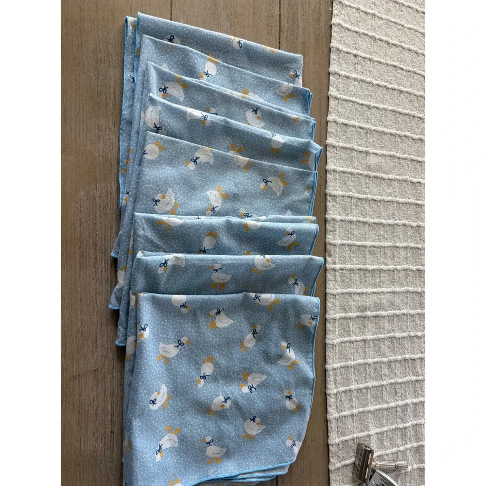 vintage country goose cloth napkins 1980s 90s cottagecore blue granny chic